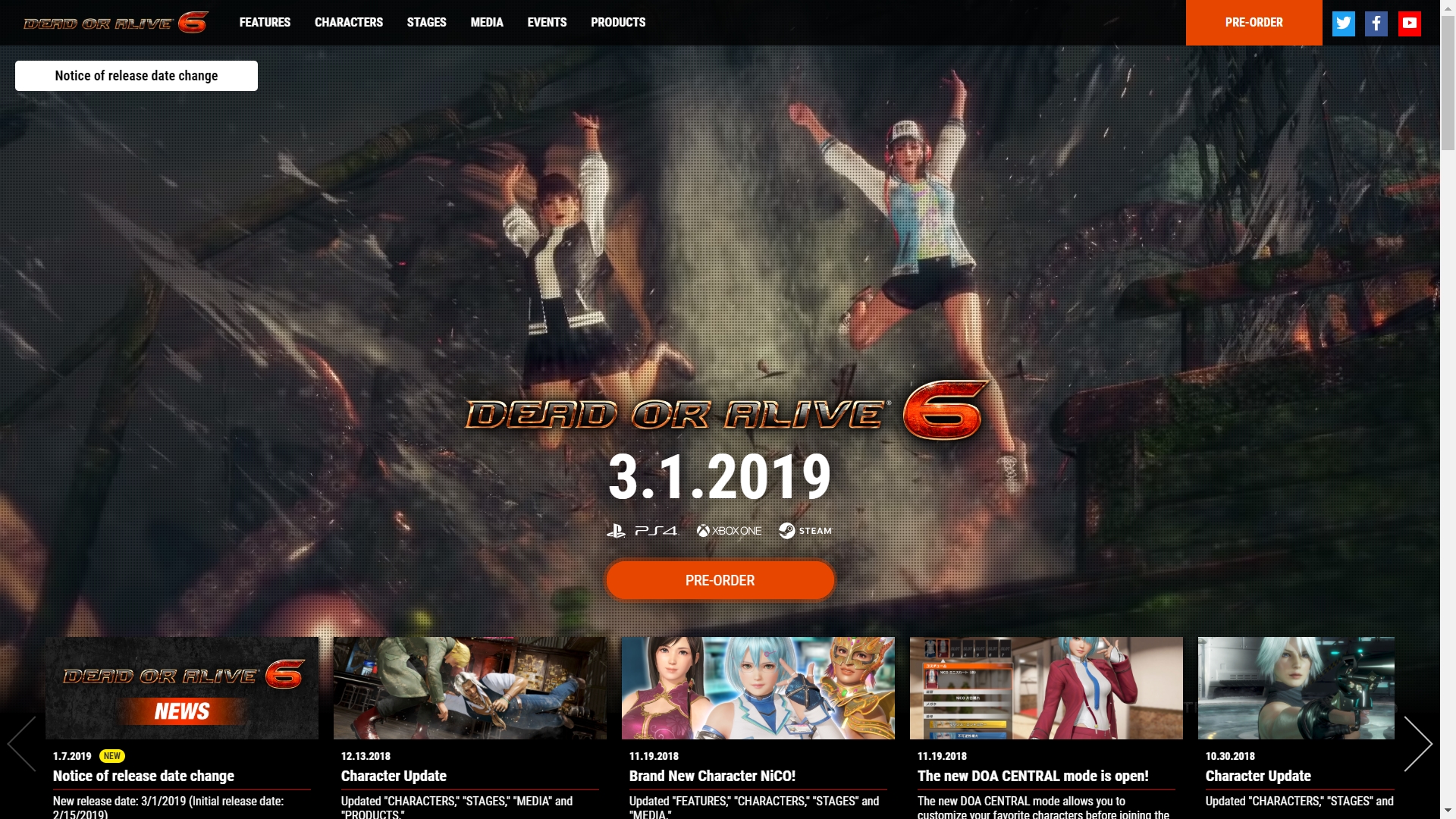 Dead or Alive 6 Game Delayed to March 1 - News - Anime News Network