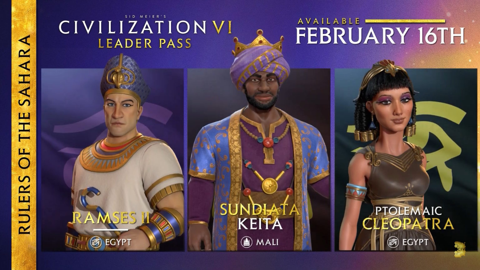 Civilization VI: Leader Pass - Rulers Of The Sahara Pack Now Available ...